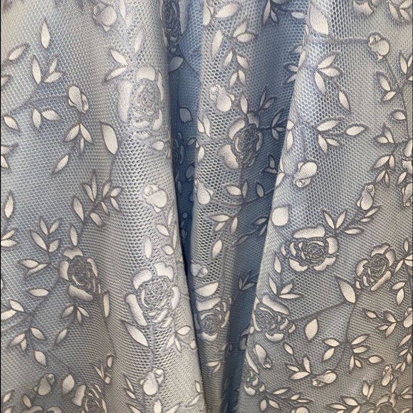 Baby Blue pastel floral glitter prom dress - Picture 5 of 9